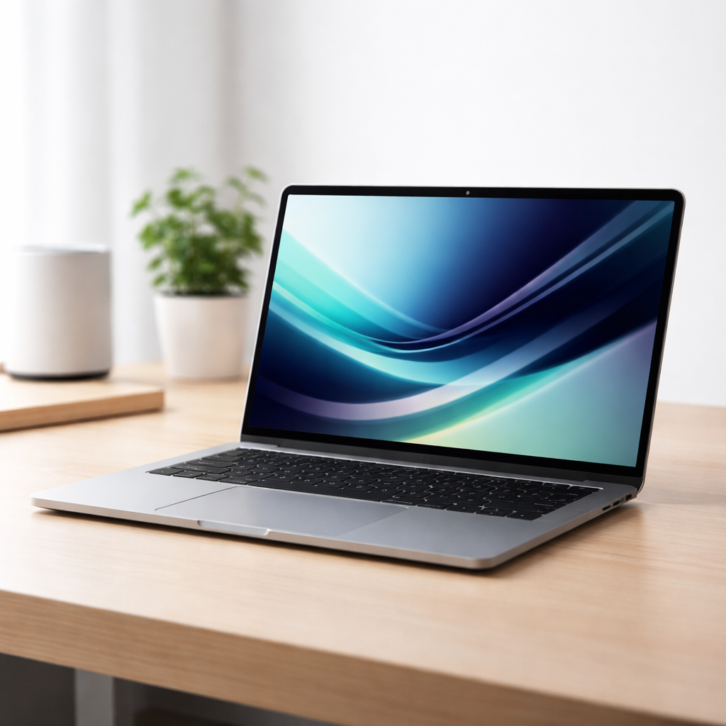 Apple新型ノートPCをイメージしたシンプルなノートパソコンのアイキャッチ画像