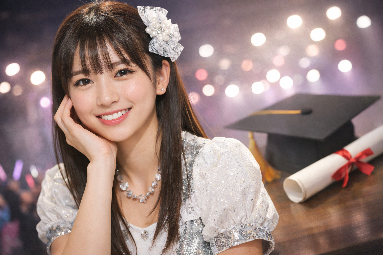 アイドル風の女性が笑顔で写る卒業イメージ画像（牧野真莉愛の卒業ニュース用イメージ）